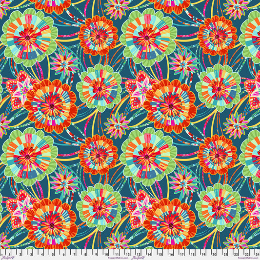 Festival- Blue Rosettes: Sold by the 1/2 Yard