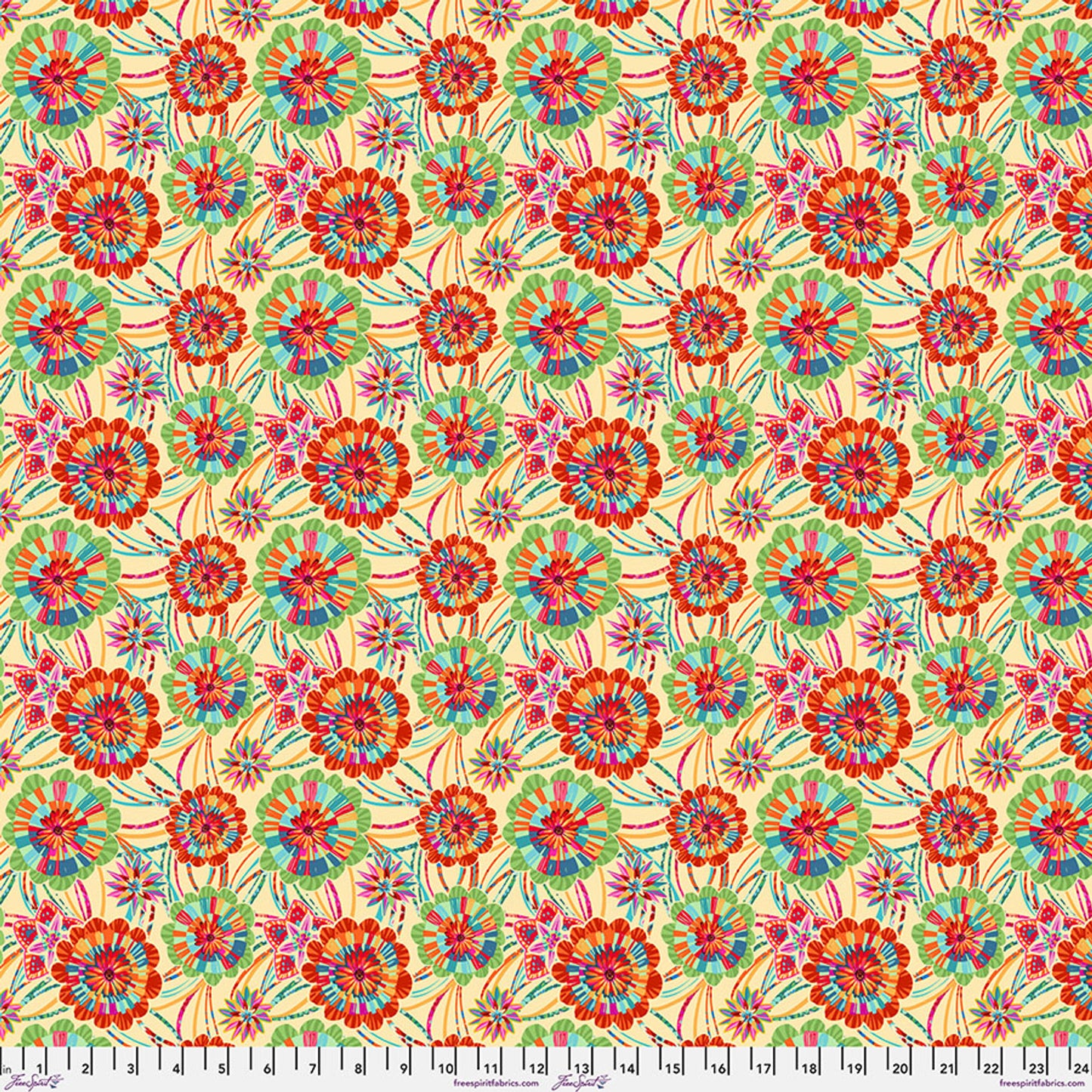 Festival- Cream Sm Rosettes: Sold by the 1/2 Yard