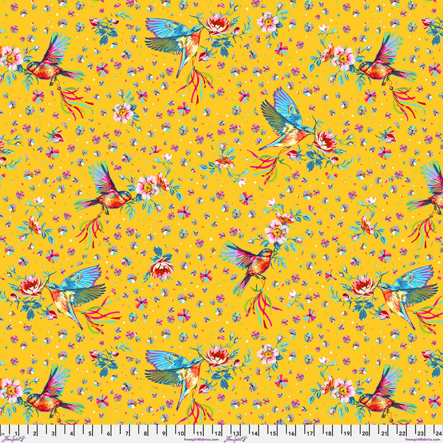 Festival- Yellow Flight: Sold by the 1/2 Yard