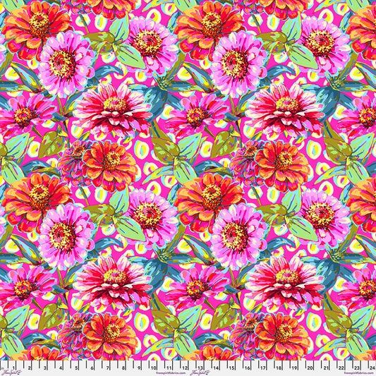Festival- Pink Zinnias: Sold by the 1/2 Yard