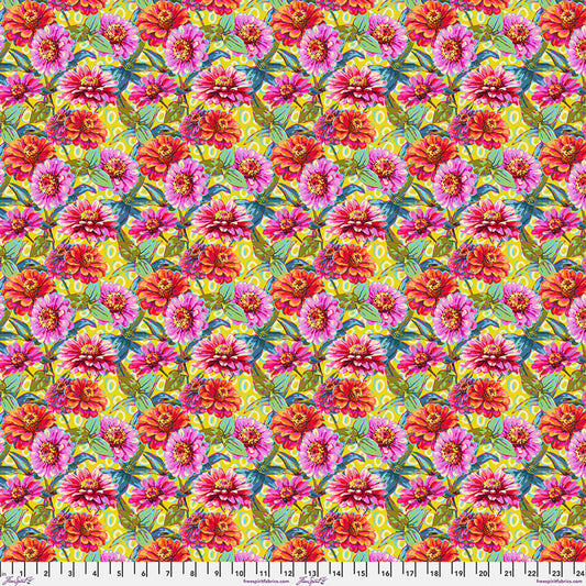 Festival- Green Sm Zinnias: Sold by the 1/2 Yard