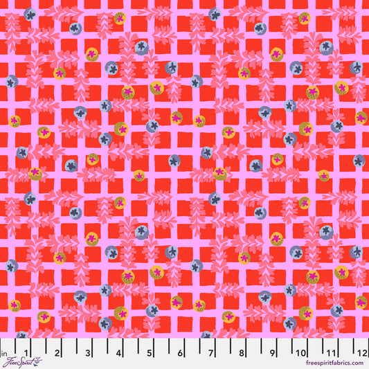 Blostma & Song- Red Sm Blueberry Dancefloor: Sold by the 1/2 Yard