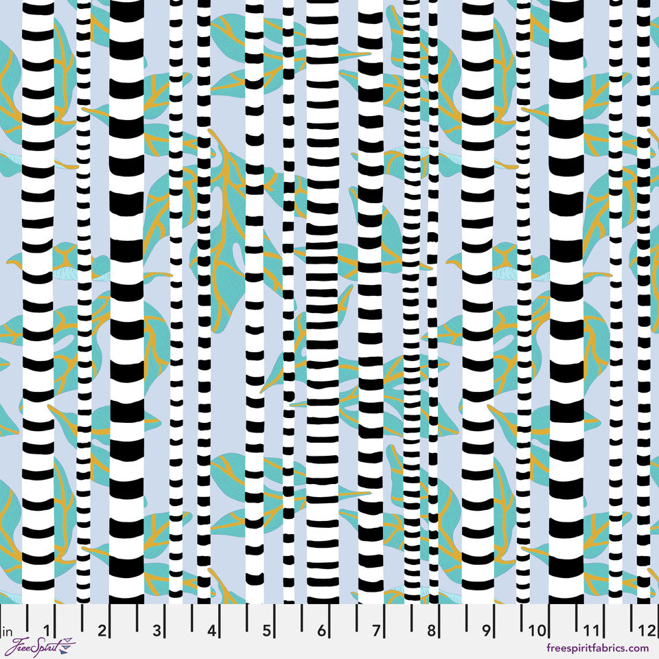 Blostma & Song- Turquoise Stem Lemonade: Sold by the 1/2 Yard