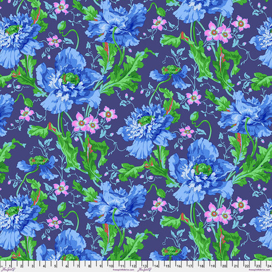 Kaffe Fassett Collective August 2024- Blue Papaver: Sold by the 1/2 yard