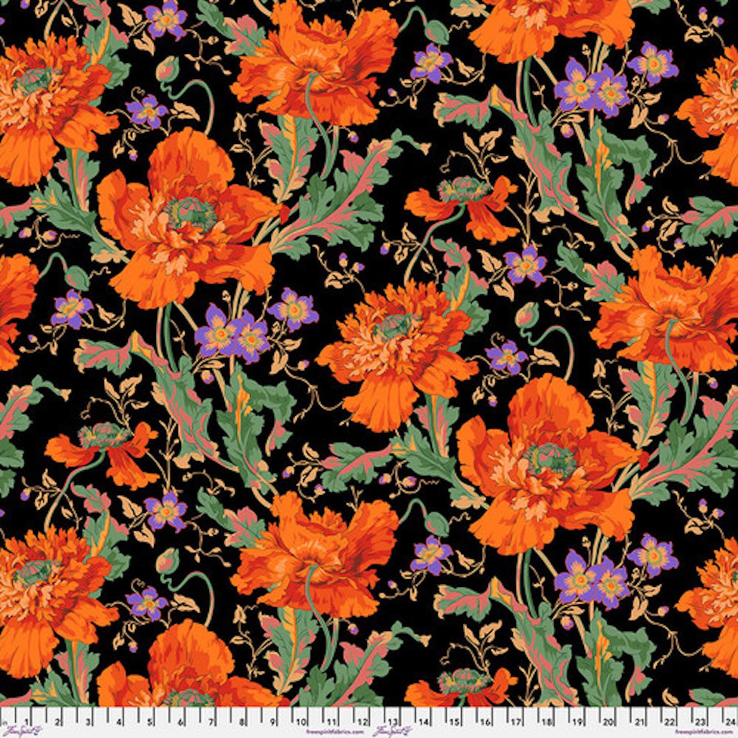 Kaffe Fassett Collective August 2024- Orange Papaver: Sold by the 1/2 yard