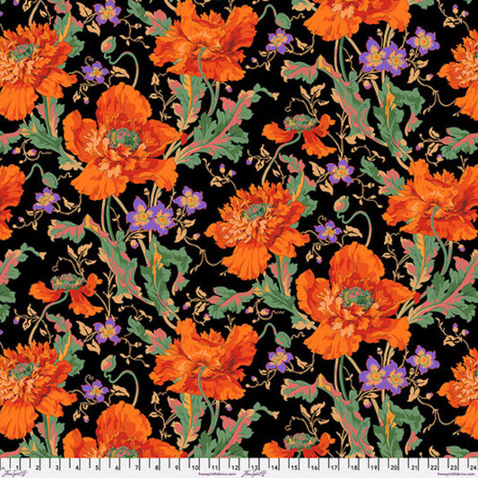 Kaffe Fassett Collective August 2024- Orange Papaver: Sold by the 1/2 yard