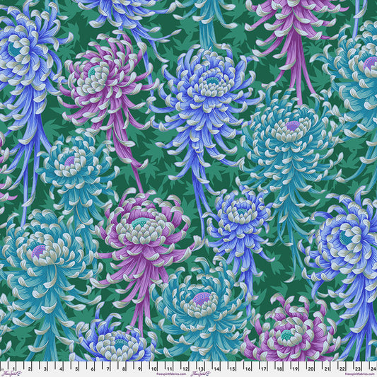 Kaffe Fassett Collective August 2025- Cool Spider Mums: Sold by the 1/2 yard