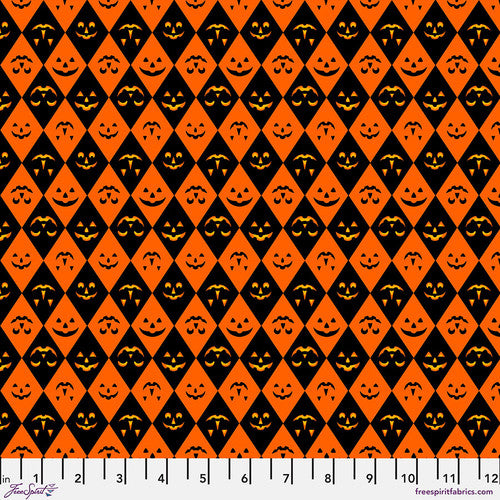 Costumes & Cobwebs- Orange Jack of Diamonds: Sold by the 1/2 yard.