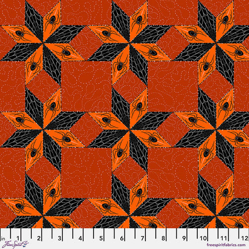 Costumes & Cobwebs- Orange Stars ad Spiders: Sold by the 1/2 yard.