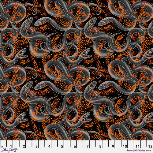 Costumes & Cobwebs- Black Sneaky Snakes: Sold by the 1/2 yard.