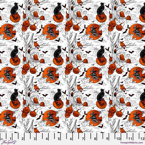 Costumes & Cobwebs- White Sm Haunted Toile: Sold by the 1/2 yard.