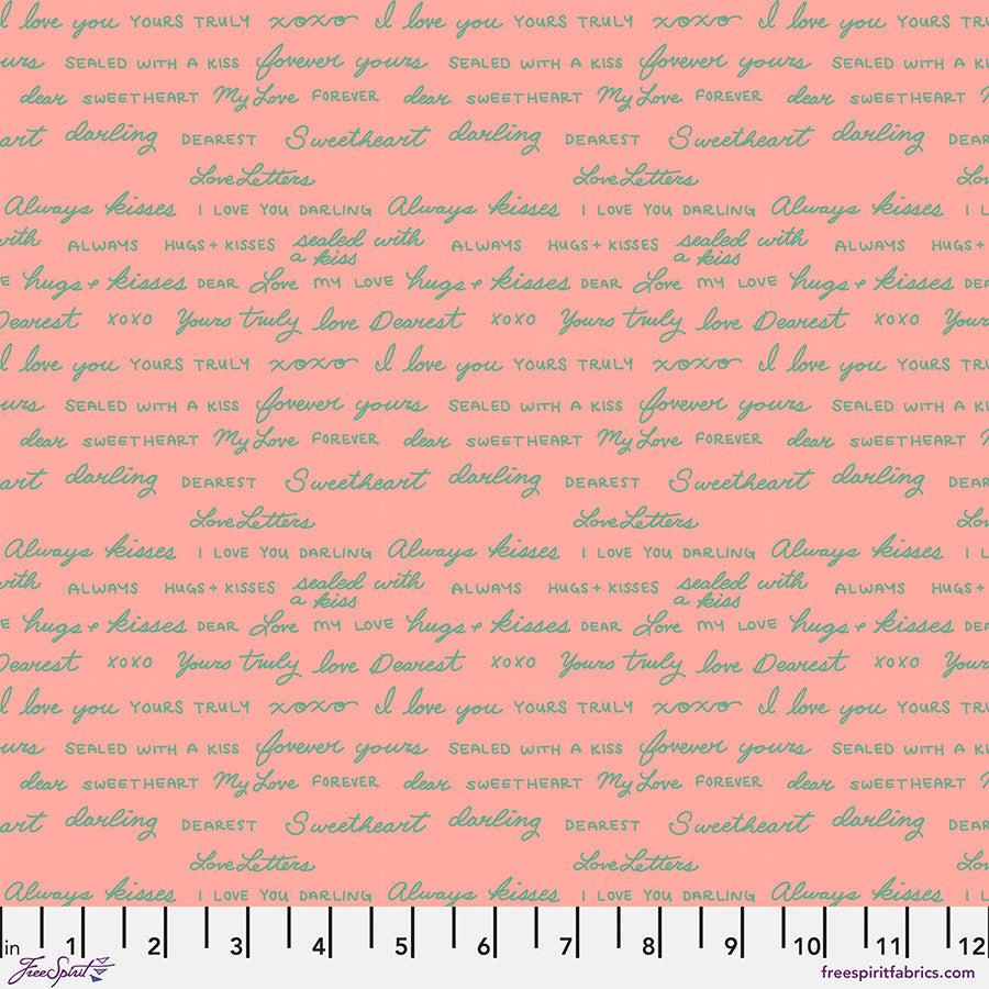 Love Letters- Pink Sweet Nothings: Sold by the 1/2 yard.