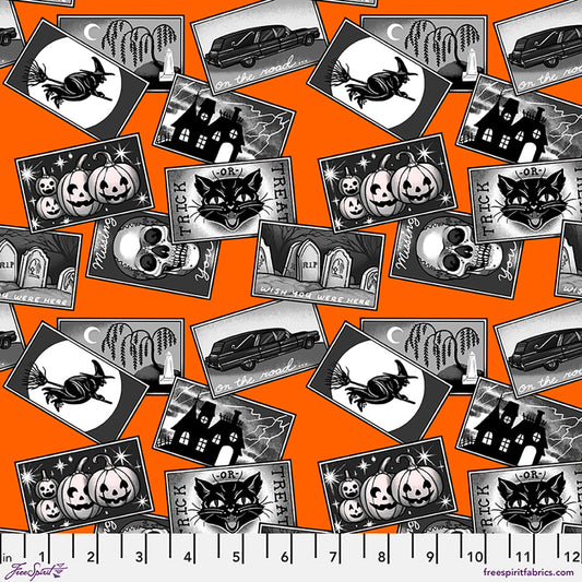 Chain Mail- Orange Postcards: Sold by the 1/2 yard.