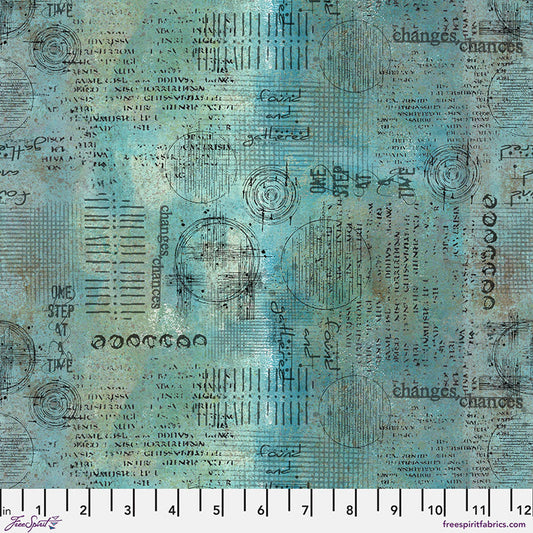On Your Mark- Ocean Assemblage: Sold by the 1/2 yard