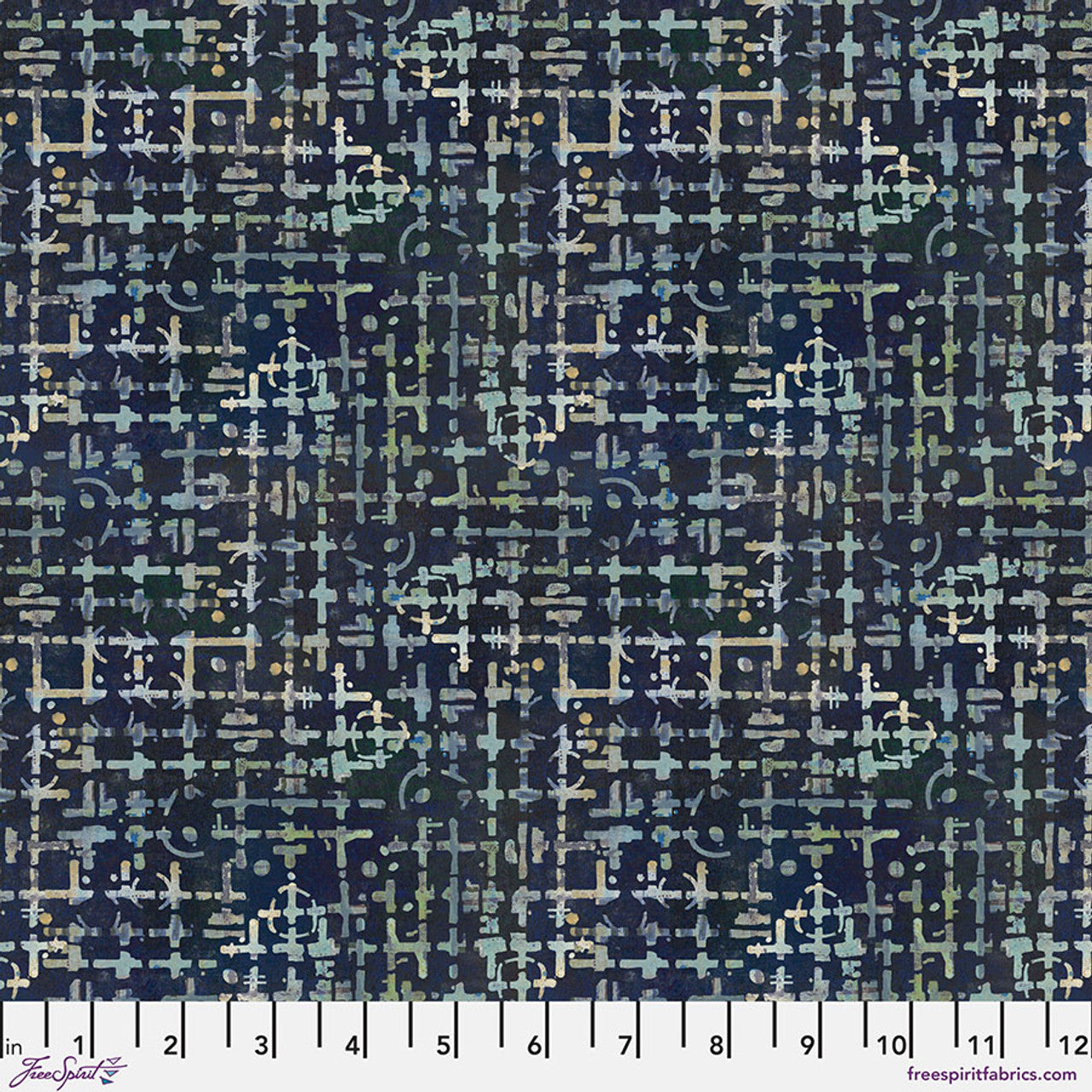 On Your Mark- Indigo Maze: Sold by the 1/2 yard