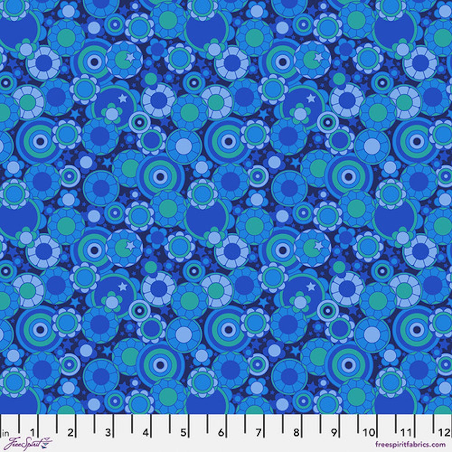 Mythical- Blue Mythical Bloom: Sold by the 1/2 yard.