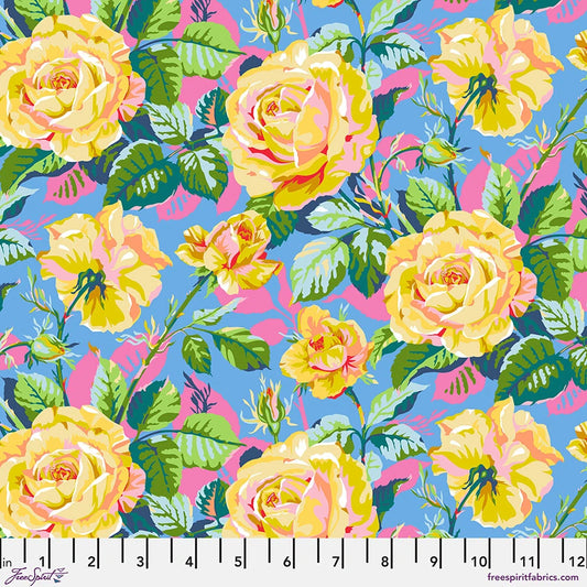 Market Days- Blue Sm Rosey Outlook: Sold by the 1/2 yard