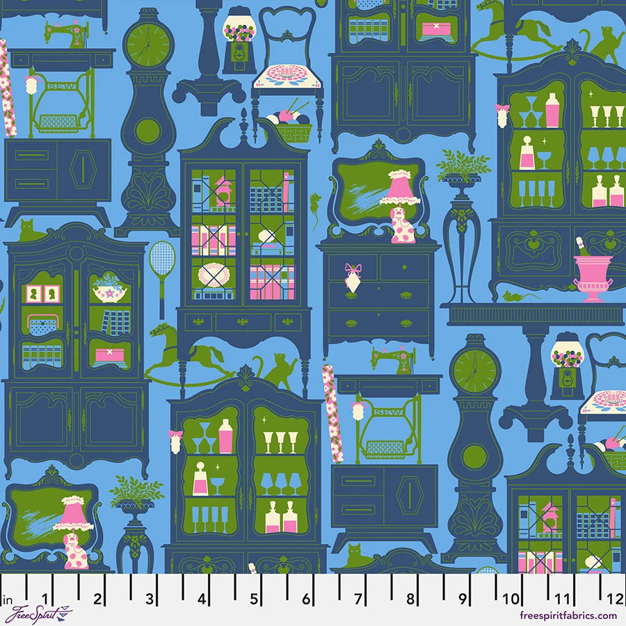 Market Days- Blue Treasures: Sold by the 1/2 yard