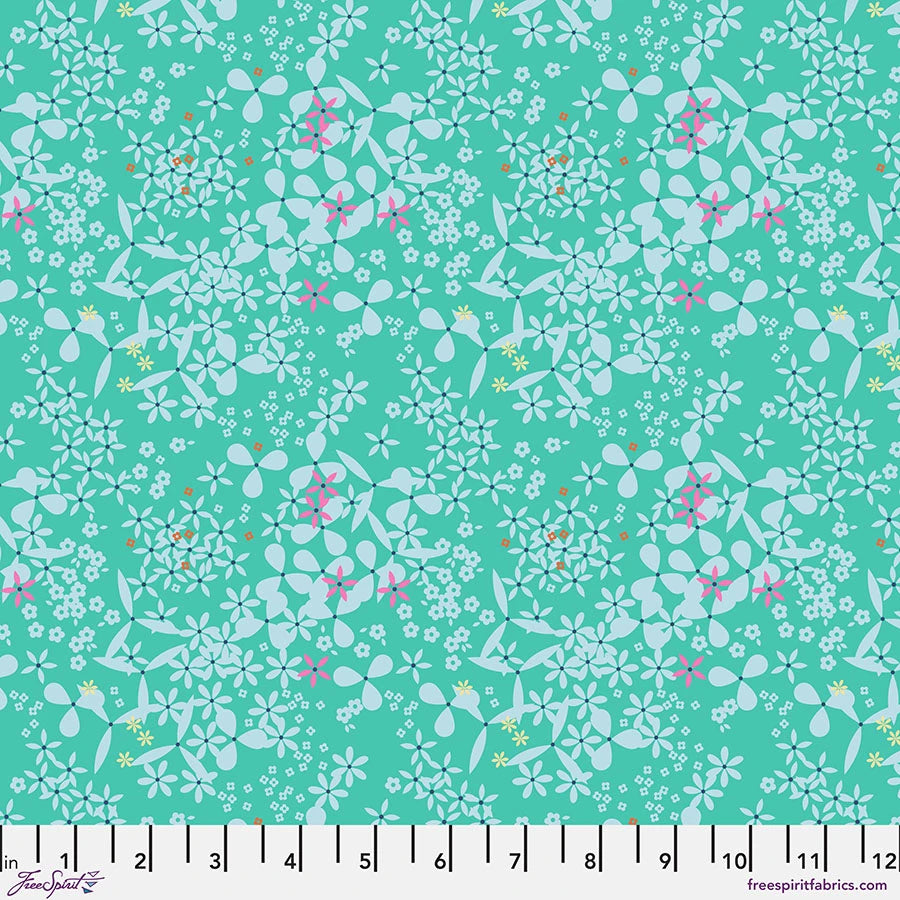 Market Days- Aqua Doodah: Sold by the 1/2 yard