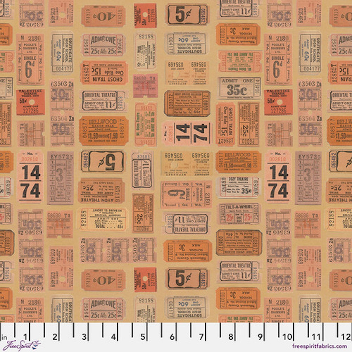 Tim Holtz Palette Program- Orange Tickets: Sold by the 1/2 yard