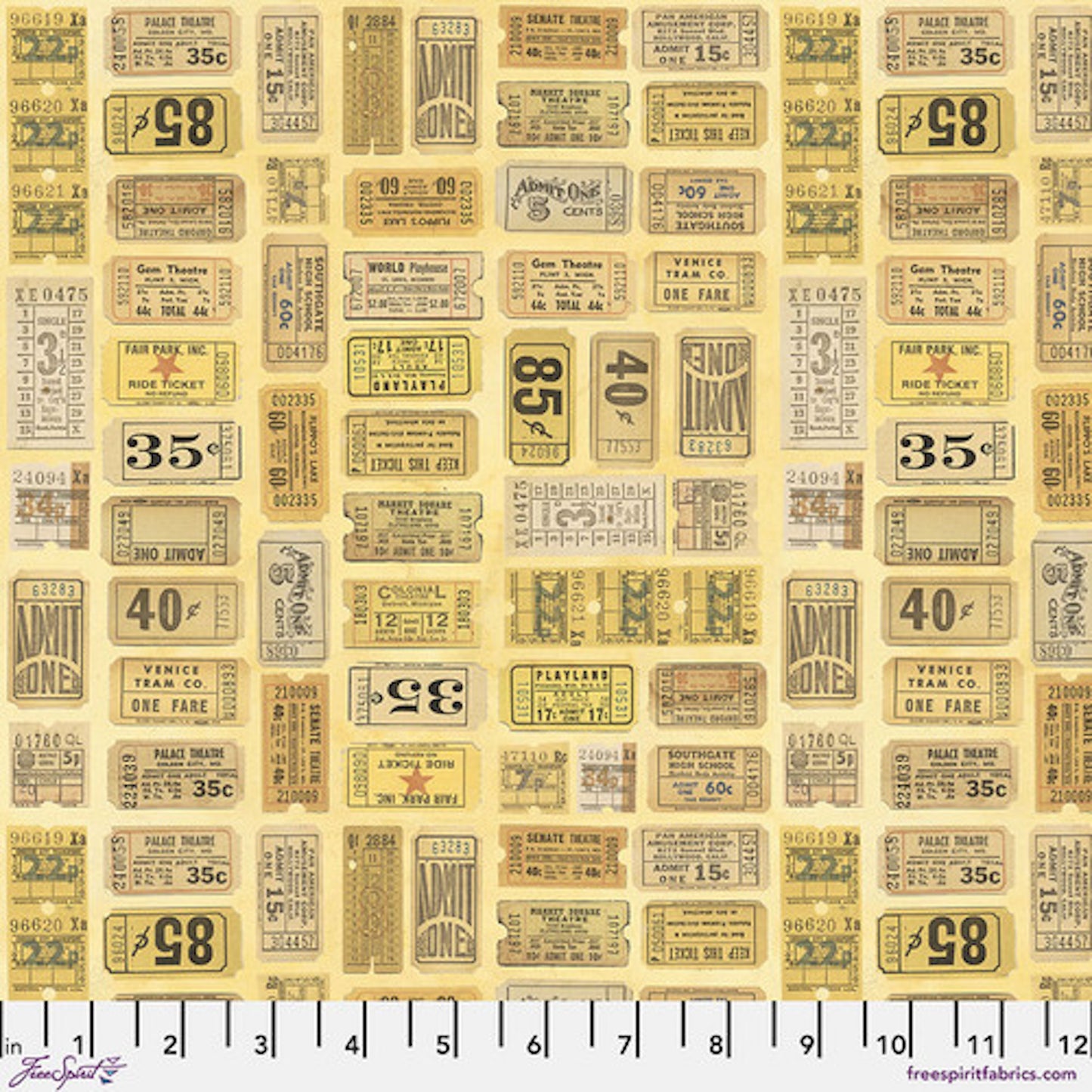 Tim Holtz Palette Program- Yellow Tickets: Sold by the 1/2 yard