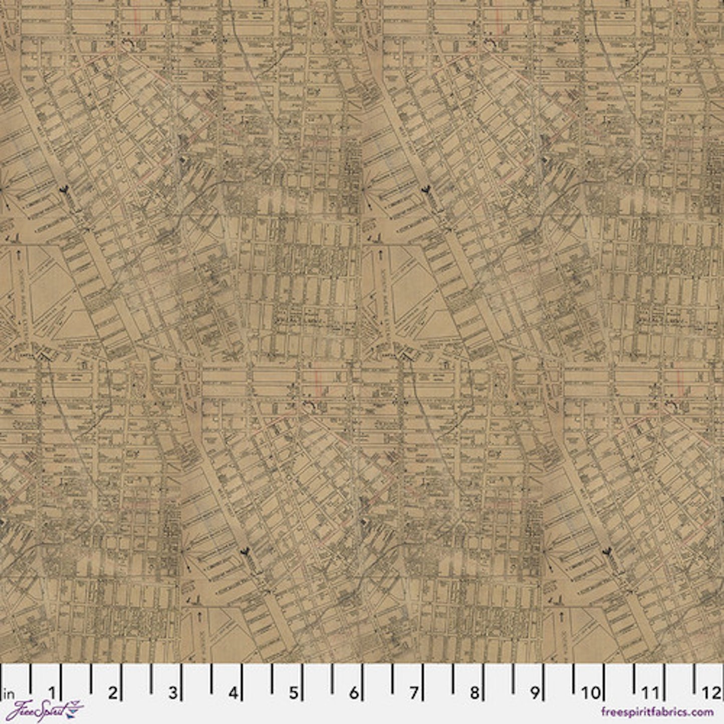 Tim Holtz Palette Program- Neutral Map: Sold by the 1/2 yard