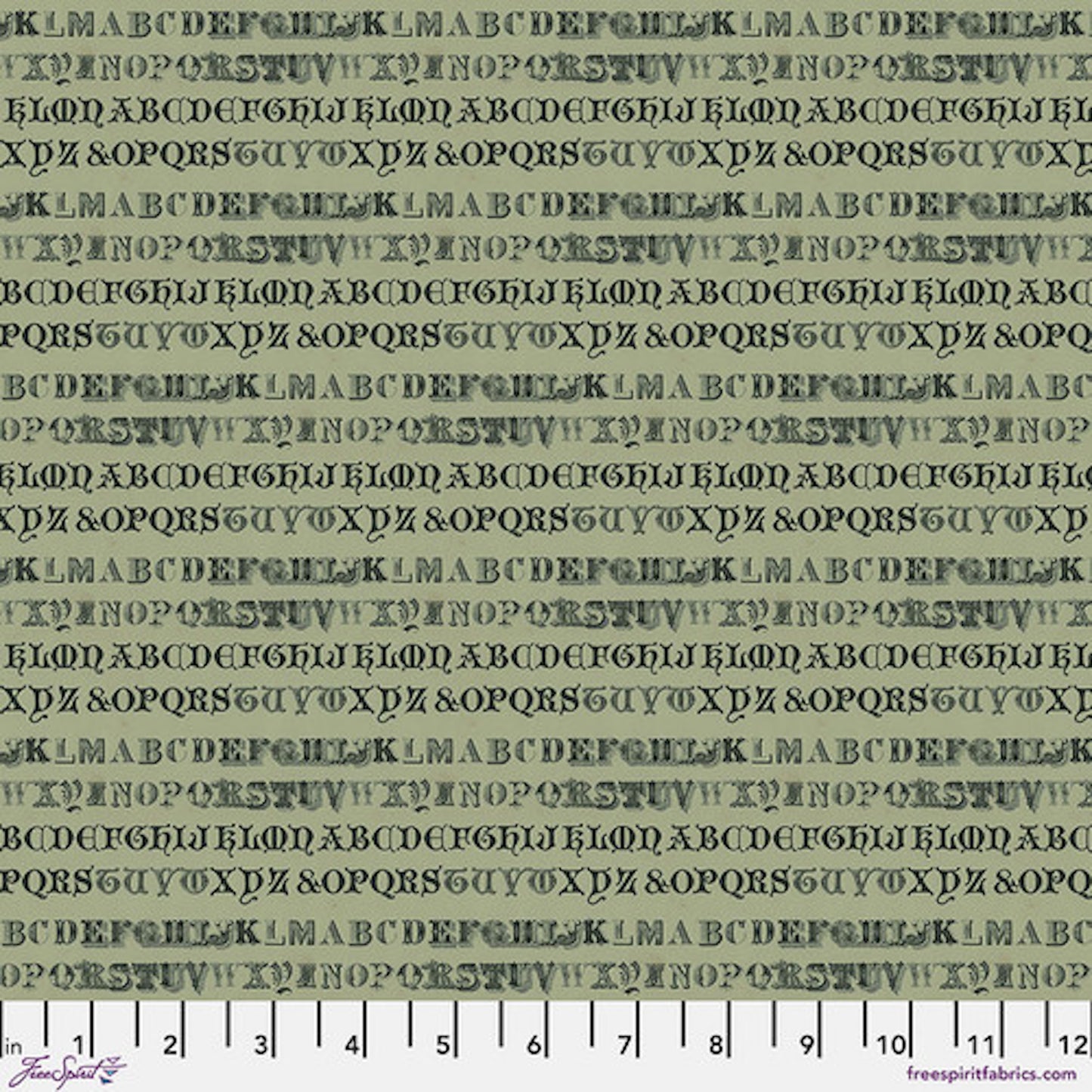 Tim Holtz Palette Program- Green Typography: Sold by the 1/2 yard