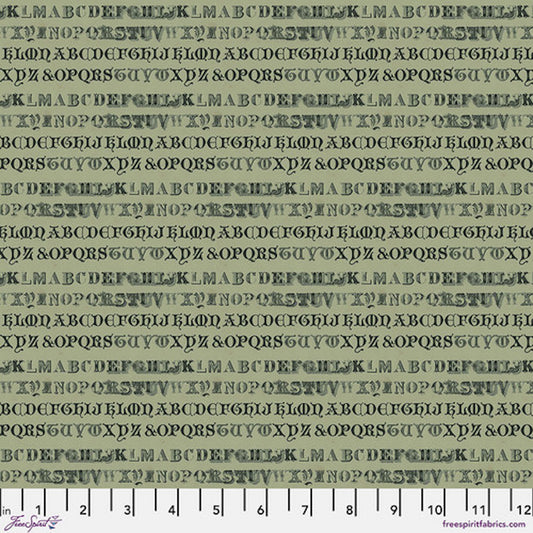 Tim Holtz Palette Program- Green Typography: Sold by the 1/2 yard