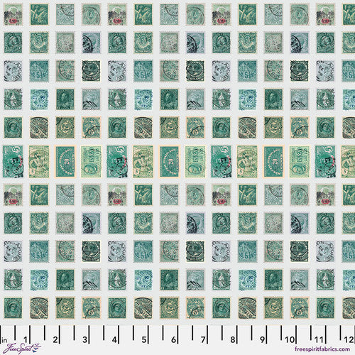 Tim Holtz Palette Program- Teal Stamps: Sold by the 1/2 yard