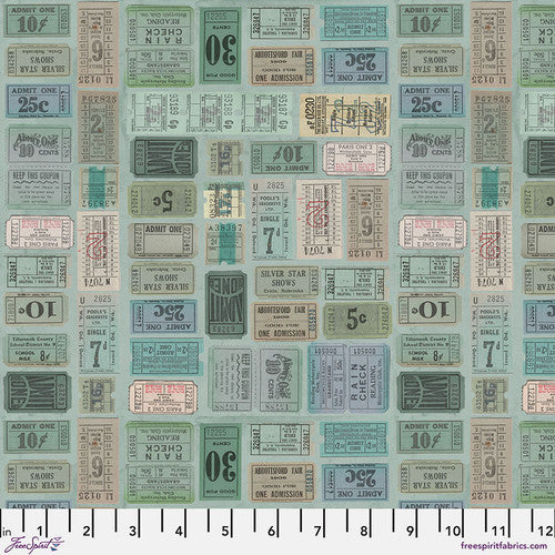 Tim Holtz Palette Program- Teal Tickets: Sold by the 1/2 yard