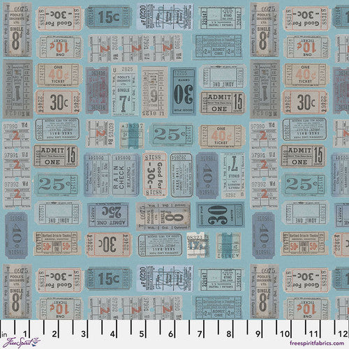 Tim Holtz Palette Program- Blue Tickets: Sold by the 1/2 yard