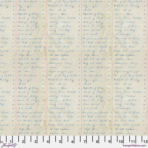 Tim Holtz Palette Program- Indigo Ledger: Sold by the 1/2 yard