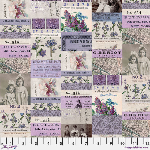 Tim Holtz Palette Program- Purple Collage: Sold by the 1/2 yard