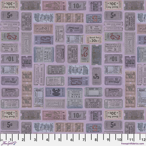 Tim Holtz Palette Program- Purple Tickets: Sold by the 1/2 yard
