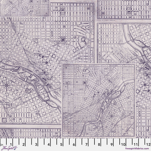 Tim Holtz Palette Program- Purple Map: Sold by the 1/2 yard