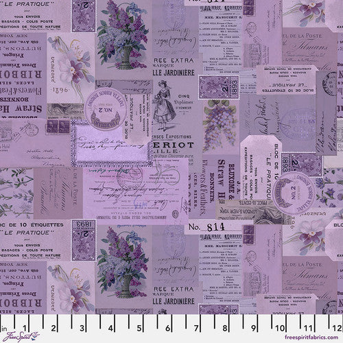 Tim Holtz Palette Program- Purple Ephemera: Sold by the 1/2 yard