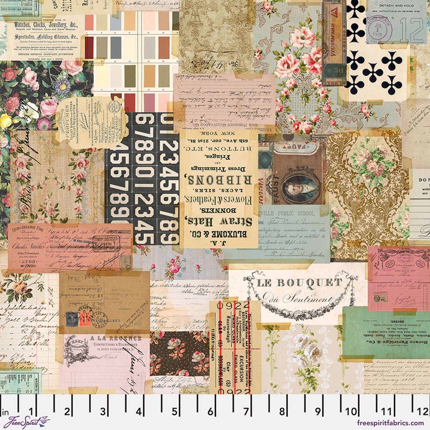 Tim Holtz Palette Program- Multi Ephemera: Sold by the 1/2 yard