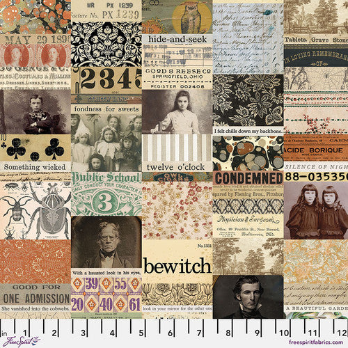 Tim Holtz Palette Program- Seasonal Halloween Collage: Sold by the 1/2 yard