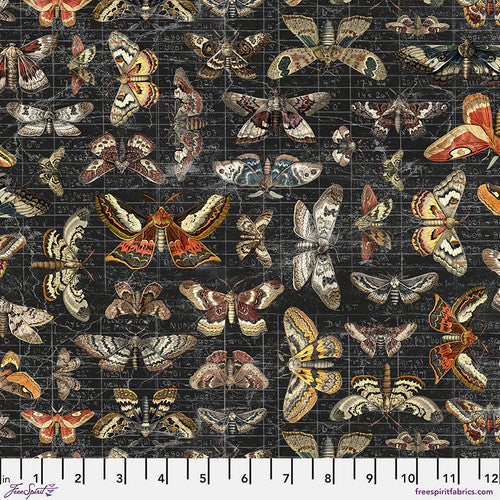 Tim Holtz Palette Program- Seasonal Halloween Moth Study: Sold by the 1/2 yard