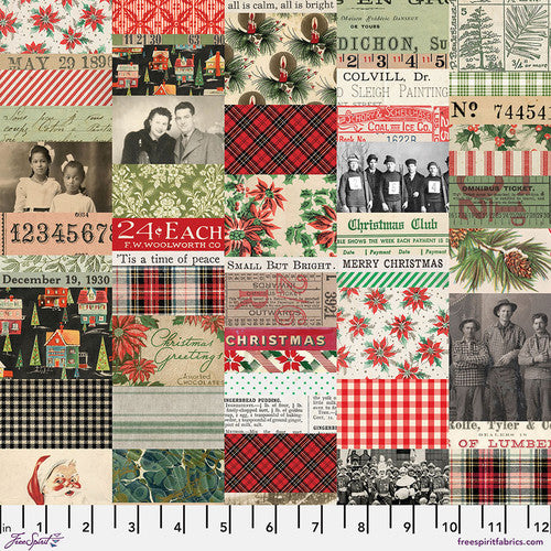 Tim Holtz Palette Program- Seasonal Christmas Collage: Sold by the 1/2 yard