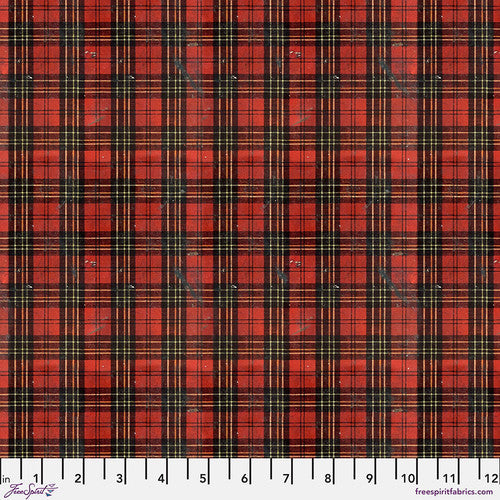 Tim Holtz Palette Program- Seasonal Christmas Worn Plaid: Sold by the 1/2 yard