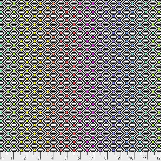 True Colors- Hexy Rainbow Ink: Sold by the 1/2 yard