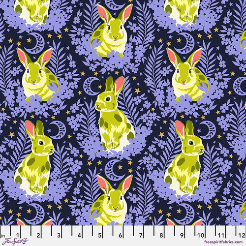 Besties- Bluebell Hop To It Metallic: Sold by the 1/2 yard