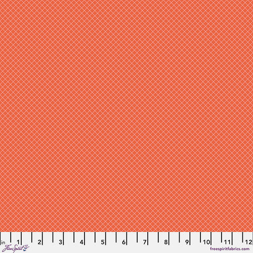 Tula Pink True Colors: Salmon On the Grid: PRE-ORDER, Sold by the 1/2 yard.