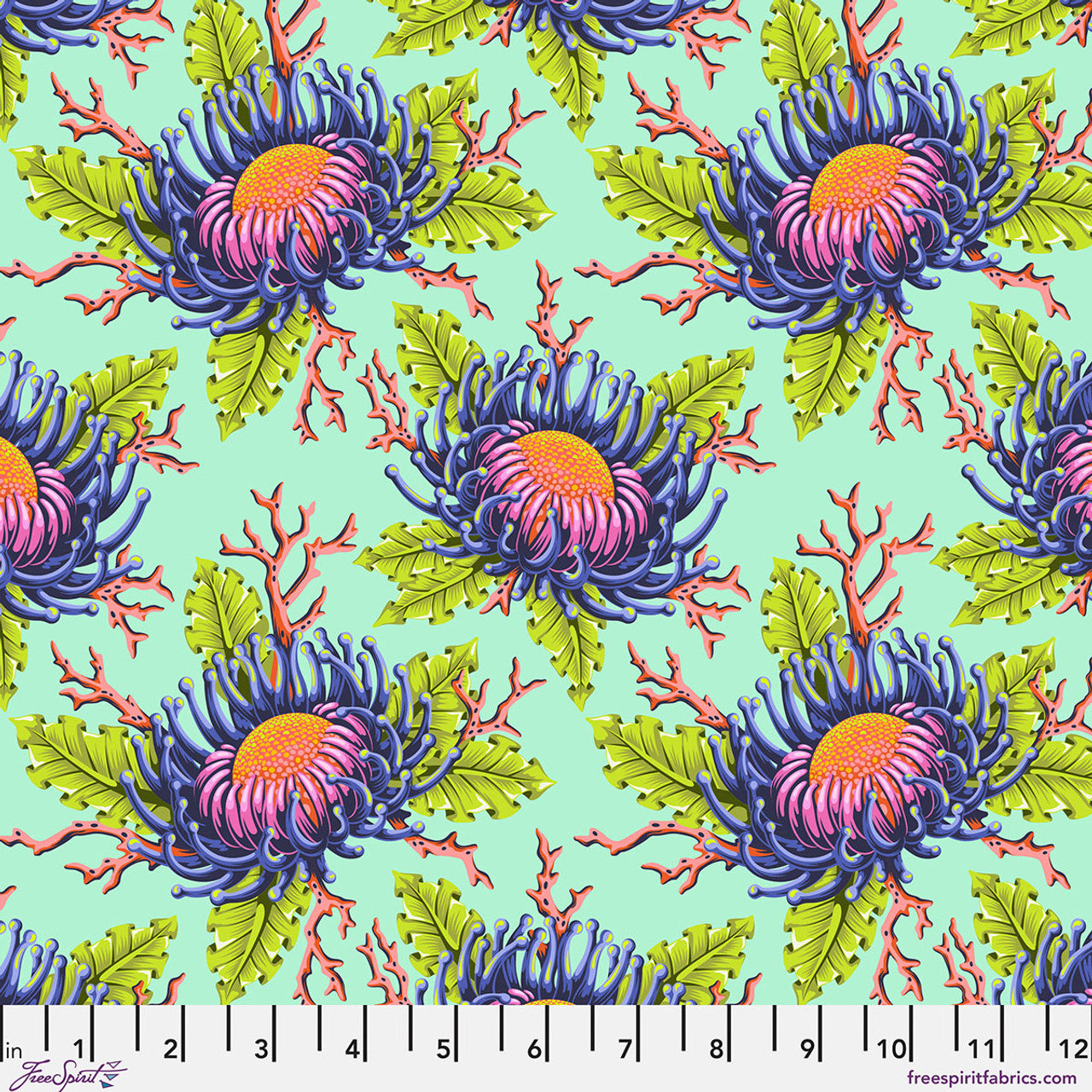 Floral Reef- Seafoam Friends & Anemones: Sold by the 1/2 yard *PREORDER
