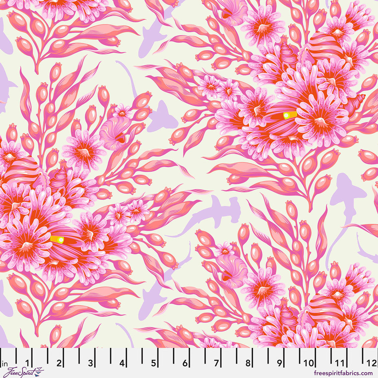 Floral Reef- Delphine Shadow Sharks: Sold by the 1/2 yard *PREORDER