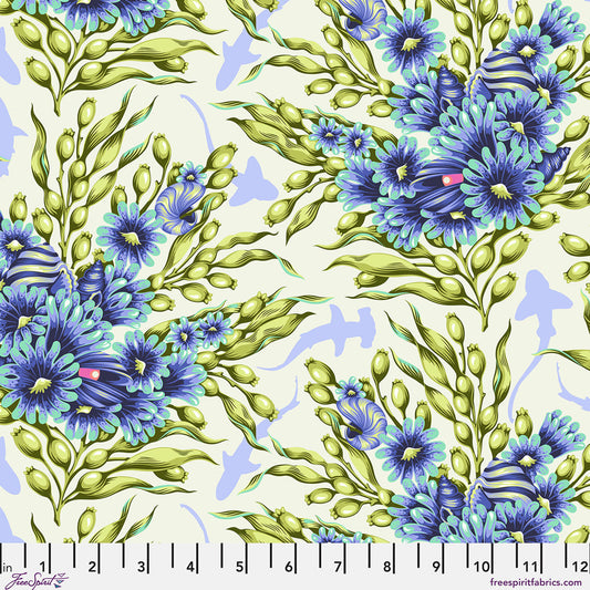 Floral Reef- Marine Shadow Sharks: Sold by the 1/2 yard *PREORDER