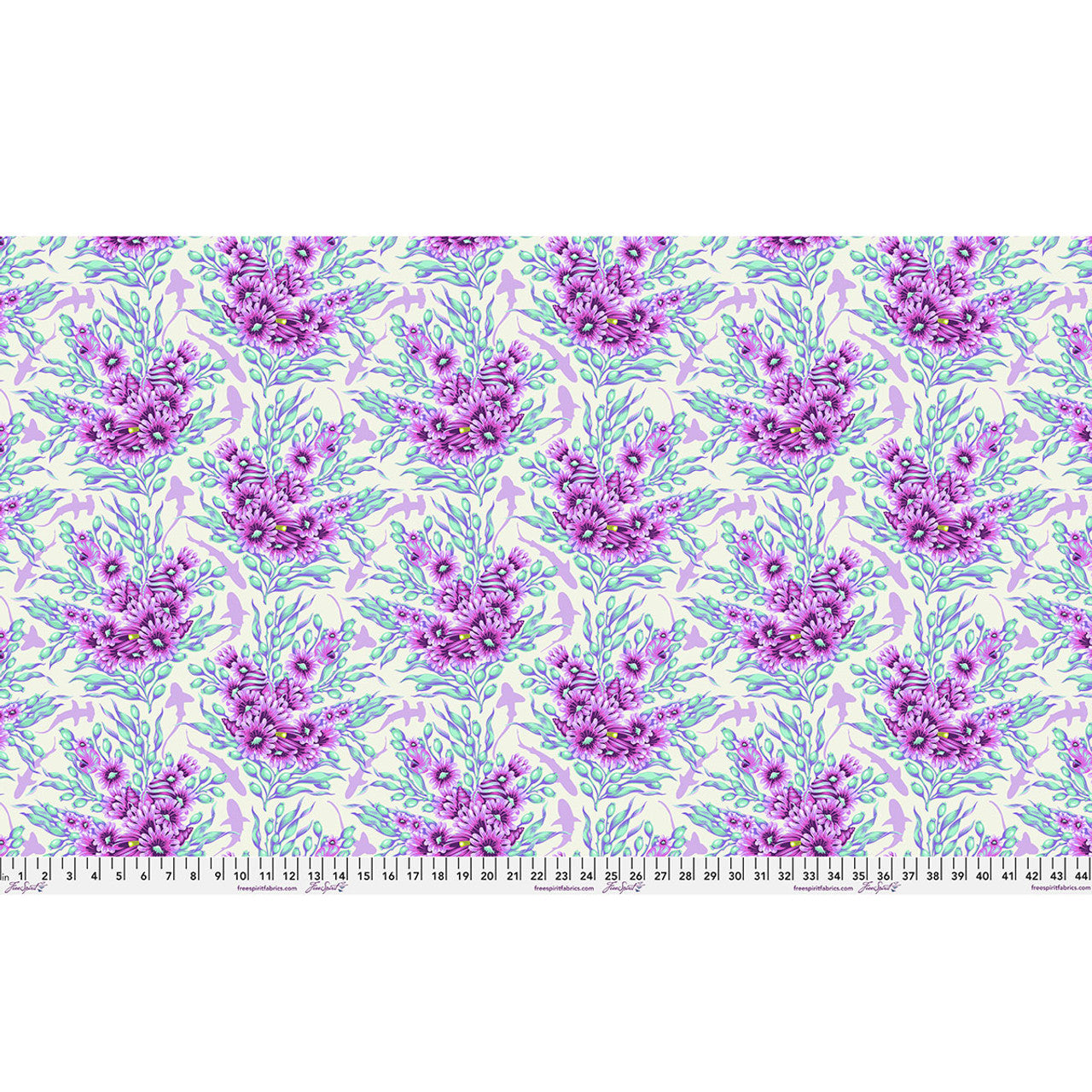 Floral Reef- Ultraviolet Shadow Sharks: Sold by the 1/2 yard *PREORDER