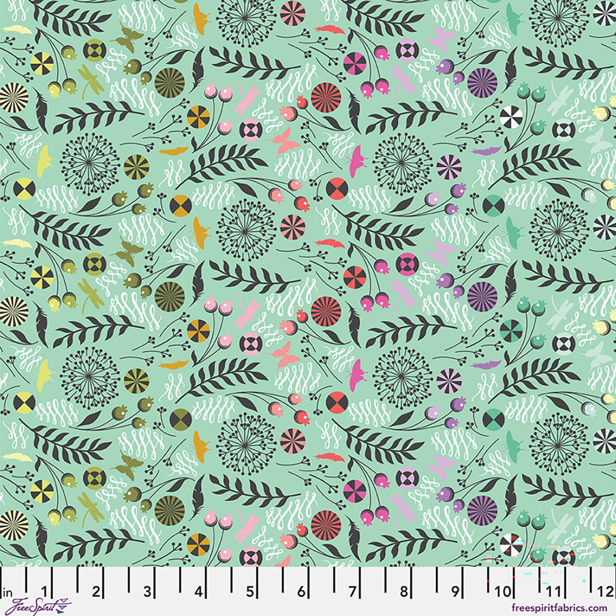 Prince Charming Deja Vu- Sweetmint Dandelion: Sold by the 1/2 yard *PREORDER
