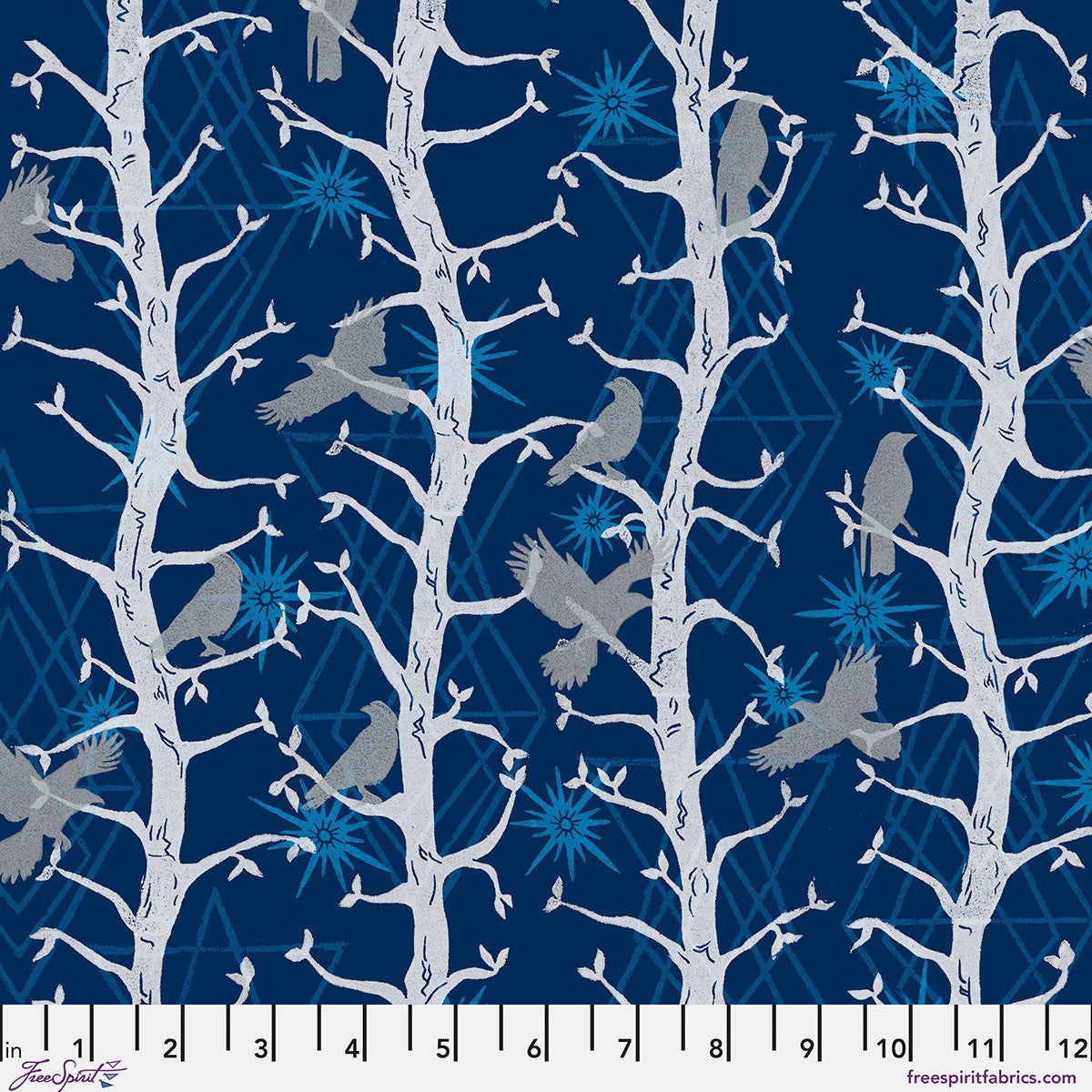 The Wisdom- Indigo The Trees: Sold by the 1/2 yard